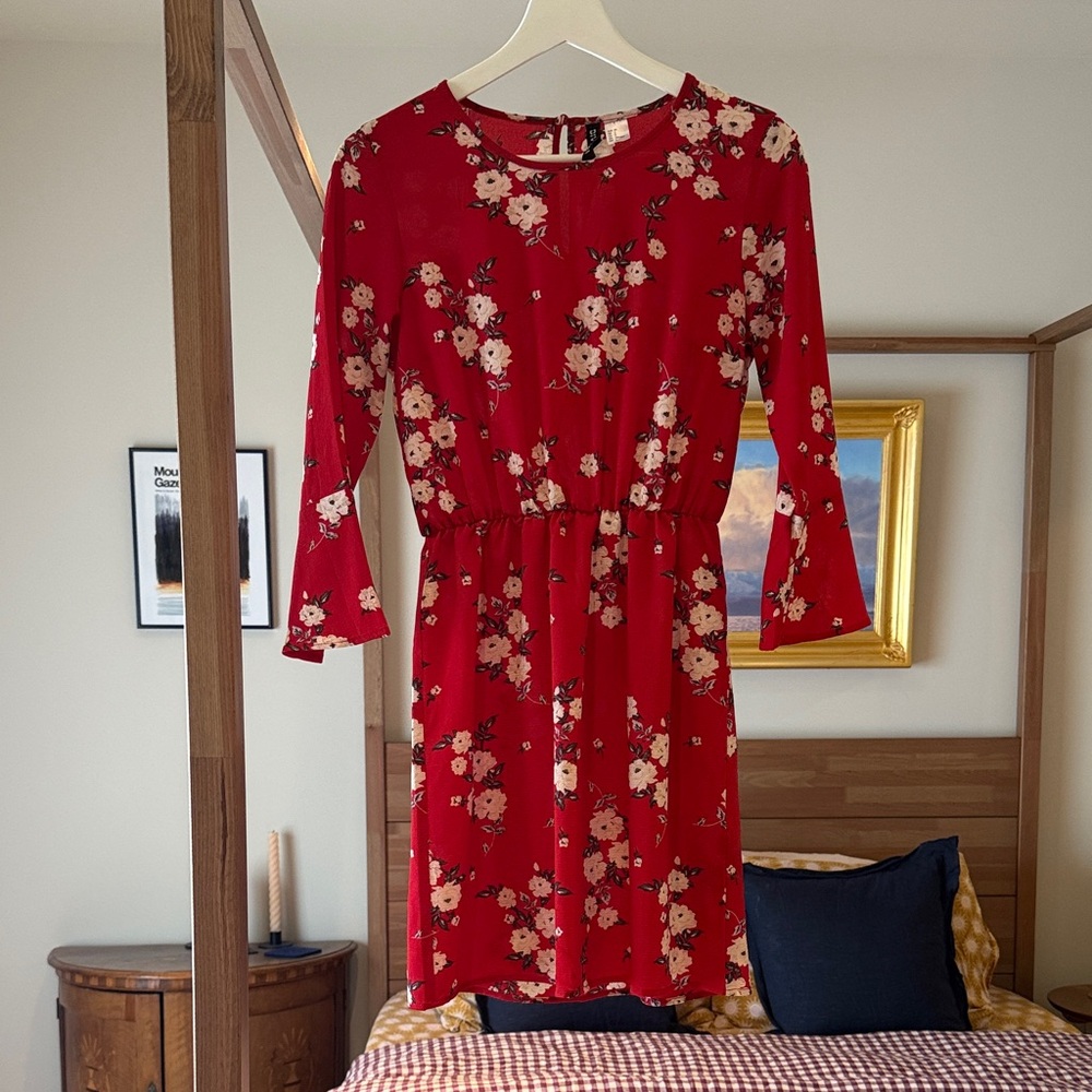 Floral Red Dress
